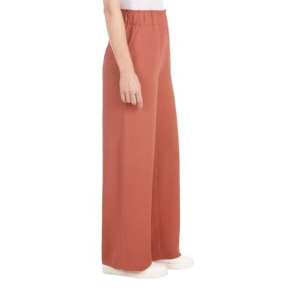 Womens Wide-Leg Elastic Waist Pants CORAL Color Comfortable Fit SMALL - Picture 2 of 12
